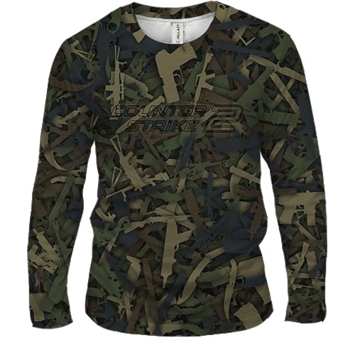 Чоловічий 3D лонгслів CS2 - Guns Camouflage (вид спереду)