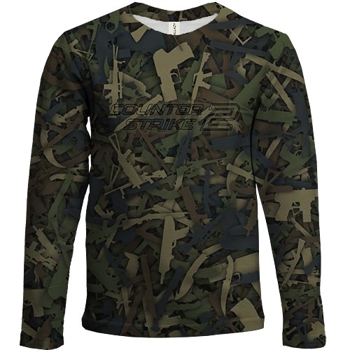 Дитячий 3D лонгслів CS2 - Guns Camouflage (вид спереду)