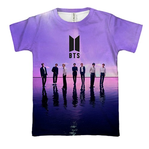 3D футболка BTS (K-Pop) purple (вид спереди)