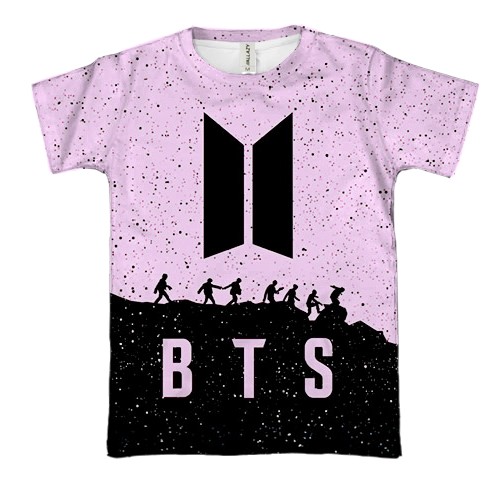 3D футболка BTS (K-Pop) силуэты (вид спереди)
