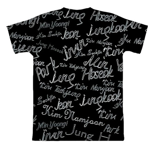 3D футболка BTS імена (вид ззаду)