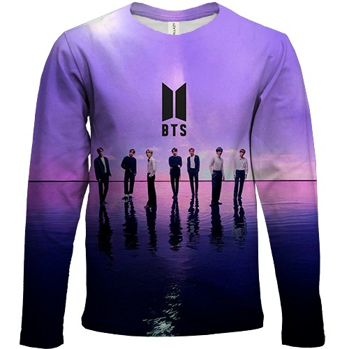 Дитячий 3D лонгслів BTS (K-Pop) purple (вид спереду)