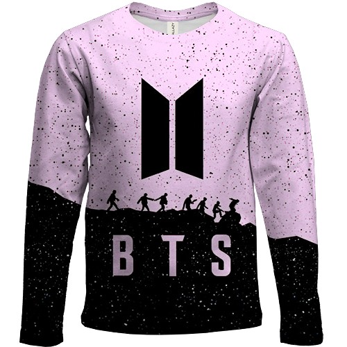 Дитячий 3D лонгслів BTS (K-Pop) силуети (вид спереду)