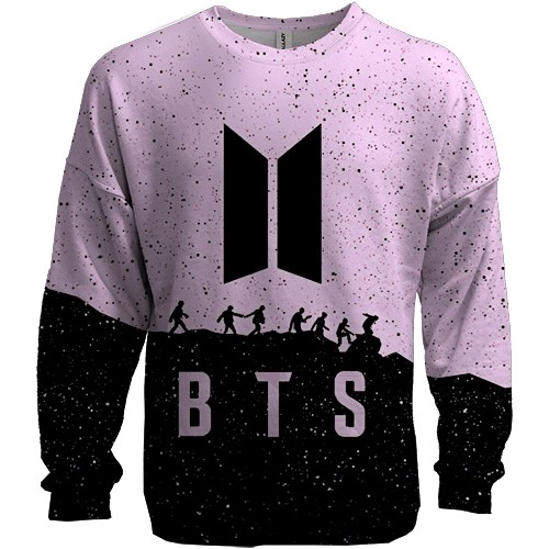 3D свитшот BTS (K-Pop) силуэты (вид спереди)