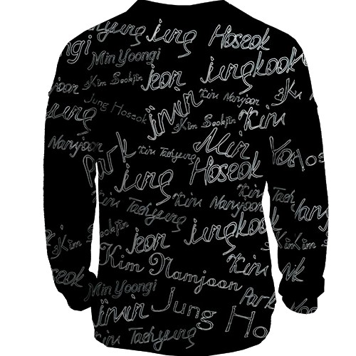 3D свитшот BTS имена (вид сзади)