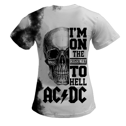 Женская 3D футболка "AC/DC" - I`m on the Highway to Hell (вид сзади)