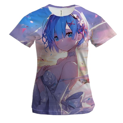 Женская 3D футболка Rem - ReZero (вид спереди)