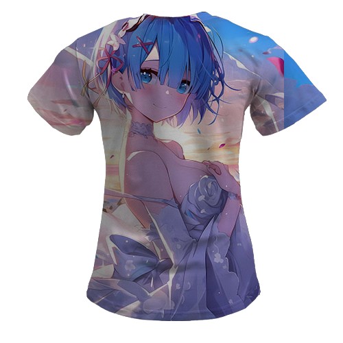 Женская 3D футболка Rem - ReZero (вид сзади)
