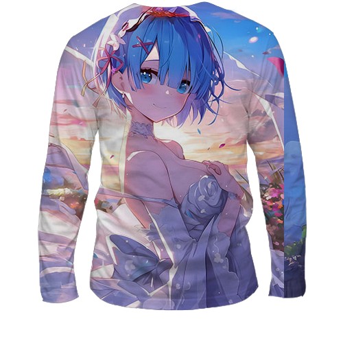 Мужской 3D лонгслив Rem - ReZero (вид сзади)