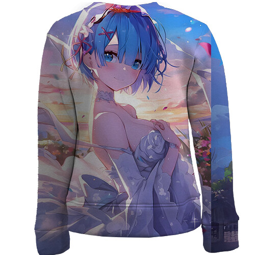 Детский 3D свитшот Rem - ReZero (вид сзади)
