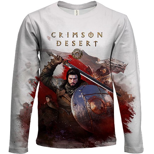 Детский 3D лонгслив Crimson Desert, art poster (вид спереди)