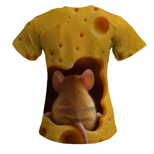 Жіноча 3D футболка Сир (вид ззаду)