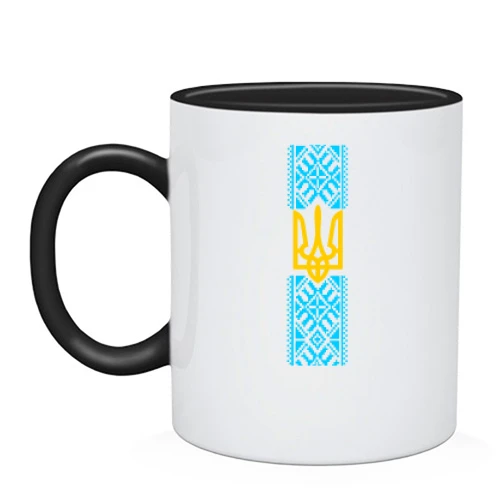 Чашка, Черный, Вышиванка с гербом Украины
