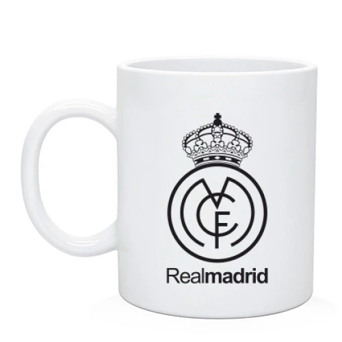 Чашка, Черный, с белой эмблемой Real Madrid