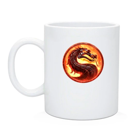 Чашка, Черный, с огненным логотипом Mortal Kombat