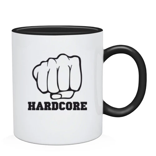 Чашка с кулаком и надписью Hardcore