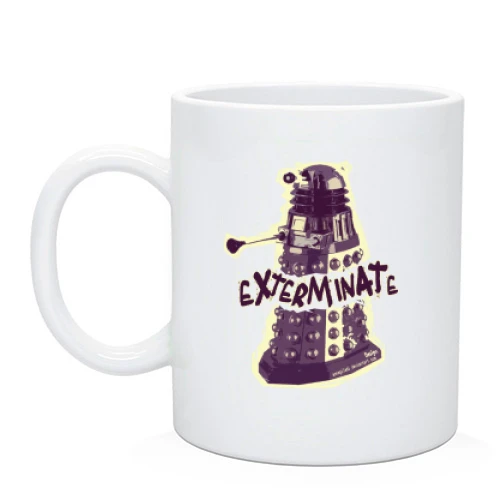 Чашка с рисованным Далеком и надписью «Exterminate»