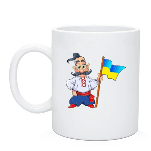 Чашка, Чорний, Козак з українським прапором
