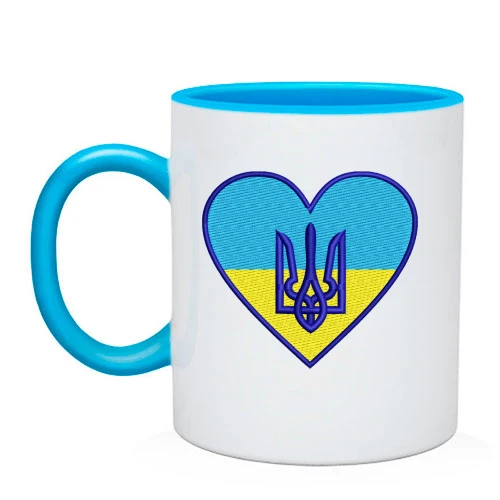 Чашка, Блакитний, Тризуб на жовто-синьому серці