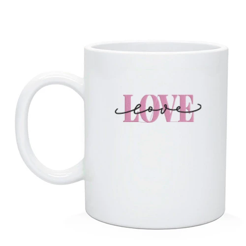 Чашка, Білий, з написом Love Love