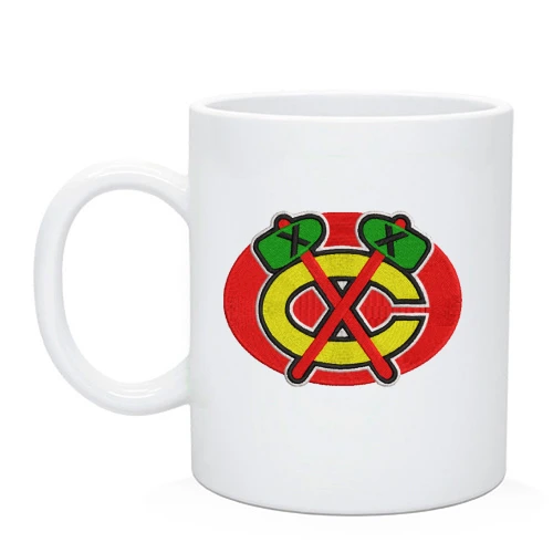 Чашка, Белый, с вышитыми томагавками Chicago Blackhawks