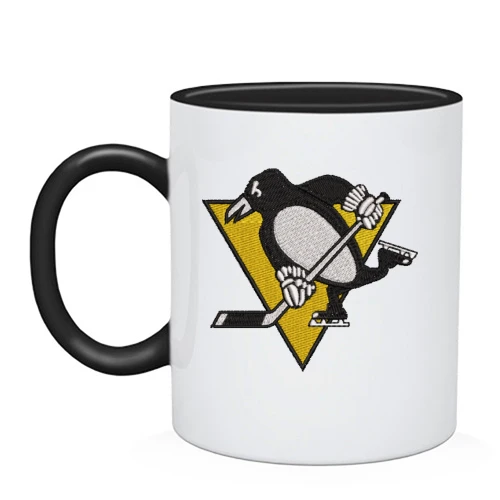 Чашка, Черный, Pittsburgh Penguins с вышитой эмблемой