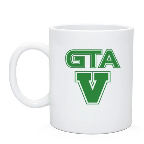 Чашка, Черный, GTA V с зелёным логотипом