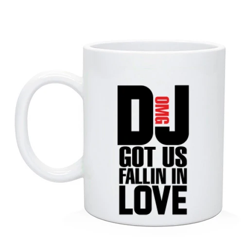 Чашка, Черный, с надписью DJ got us fallin in love