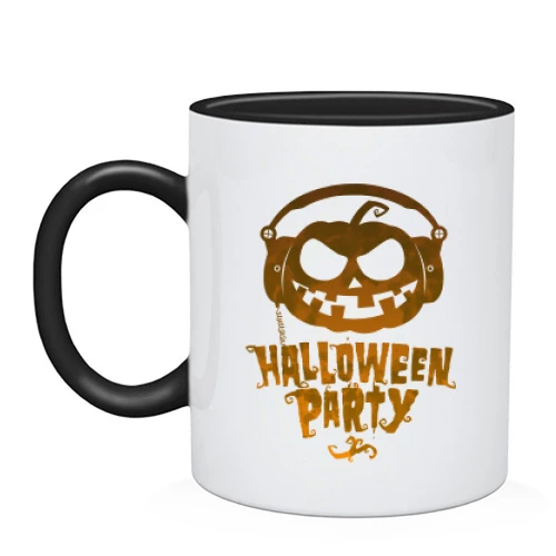 Чашка, Черный, с надписью Halloween Party