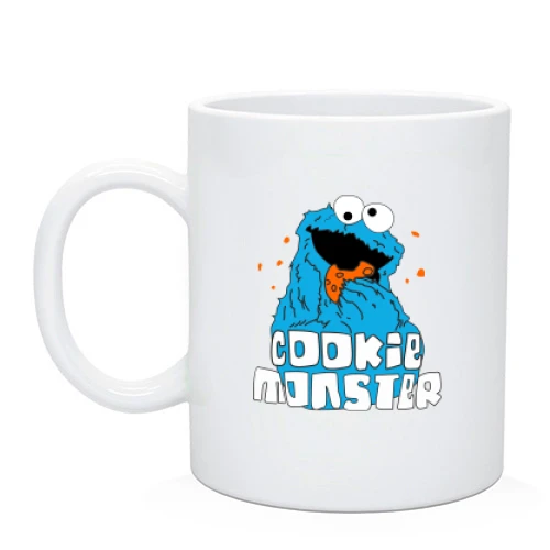 Чашка, Голубой, Cookie monster ест печеньку