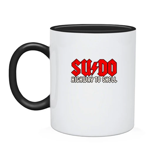 Чашка с надписью «Sudo Highway to Shell»