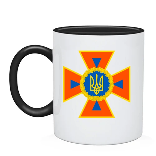 Чашка, Черный, с эмблемой Службы Спасения Украины (ДСНС)