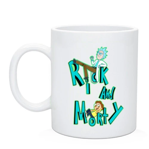 Чашка Rick and Morty с персонажами в надписи