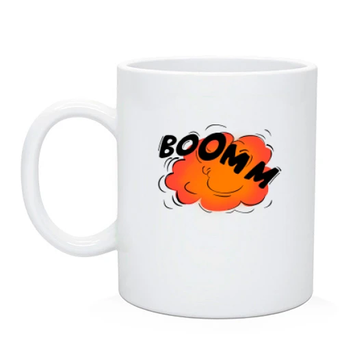 Чашка, Черный, с надписью "BOOM"