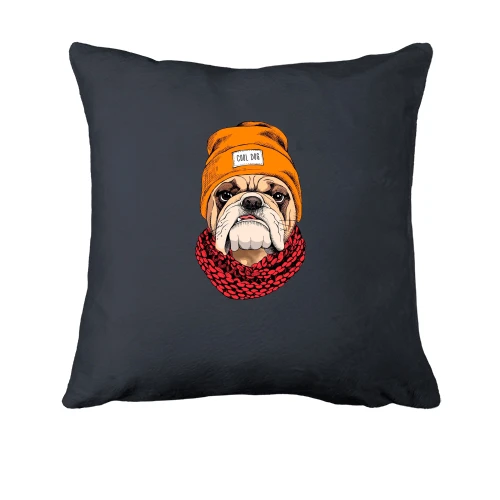 Подушка, Серый, с бульдогом (Cool dog)