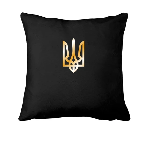 Подушка, Чорний, з гербом України (gold)
