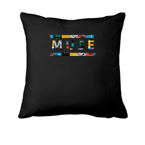 Подушка, Черный, Muse (коллаж)