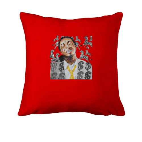 Подушка, Красный, с Lil Wayne и зебрами