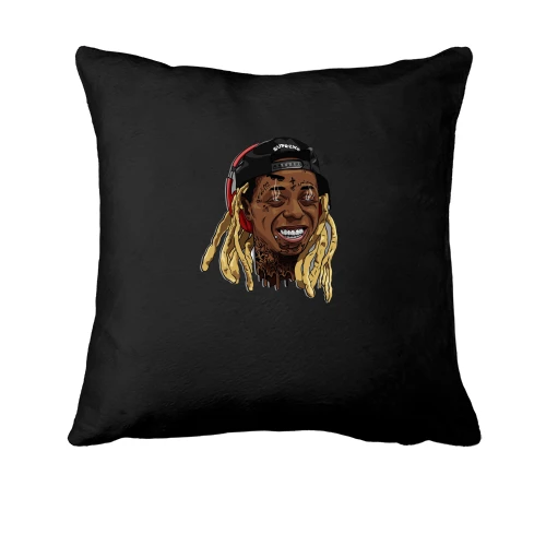 Подушка, Черный, с улыбающимся Lil Wayne