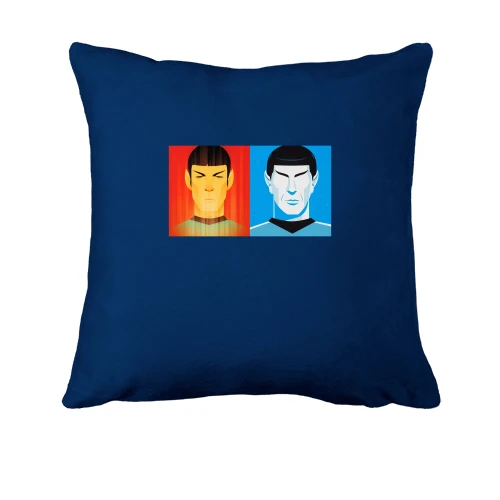 Подушка, Синий, со Споком и Джеймсом (Star Trek)