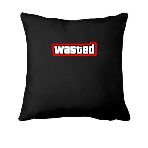 Подушка, Черный, с надписью "wasted"