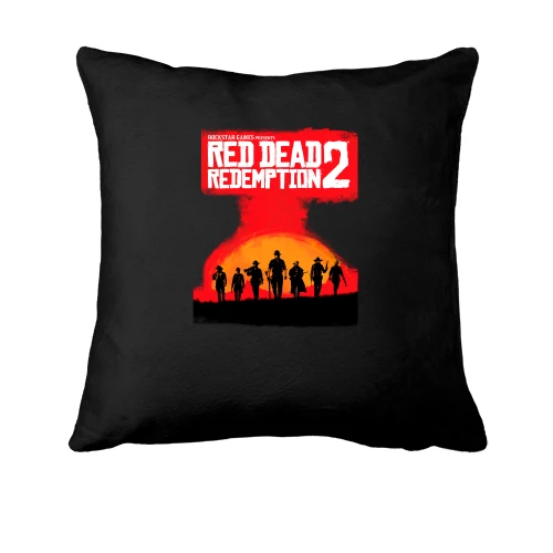 Подушка, Черный, с постером к Red Dead Redemption 2