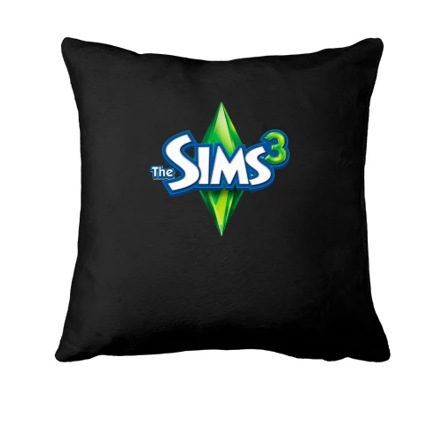 Подушка, Черный, с логотипом Sims 3