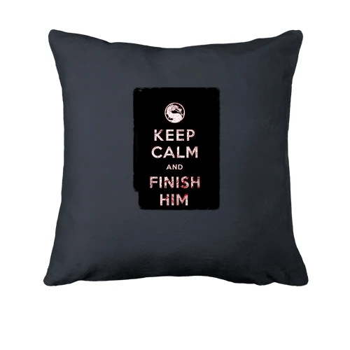 Подушка, Черный, с надписью "Keep calm and finish him" Mortal Kombat