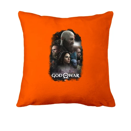 Подушка, Оранжевый, с постером игры God of War