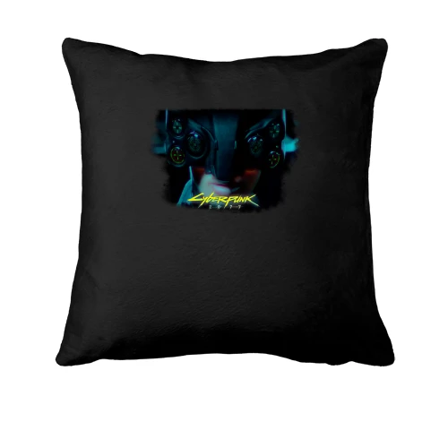 Подушка, Черный, с девушкой из Cyberpunk 2077