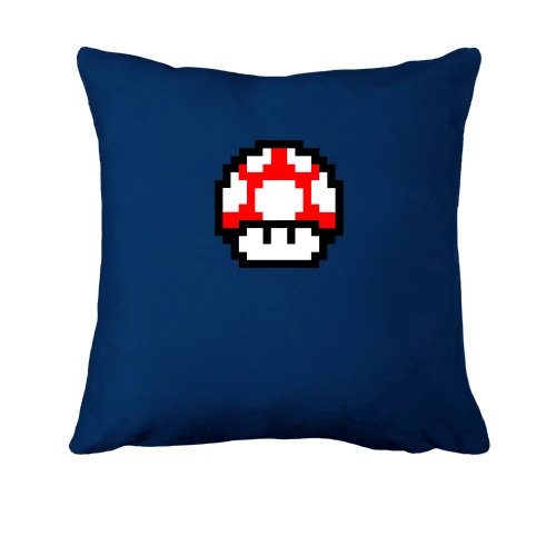 Подушка, Синий, с грибом из игры "Mario"