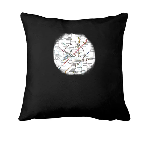 Подушка, Чорний, з картою метро (Metro 2033)