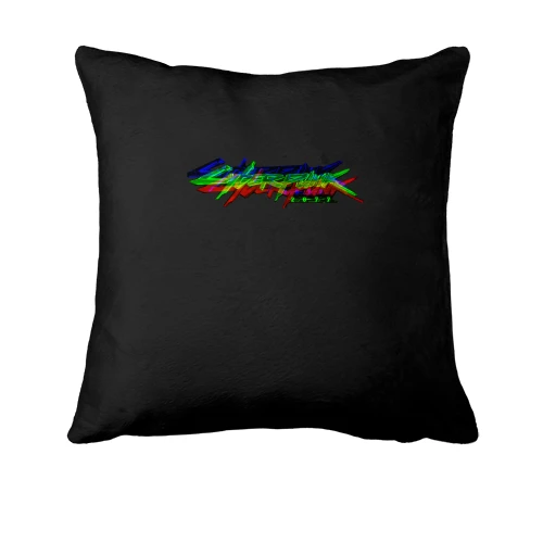 Подушка, Черный, с неоновым логотипом Cyberpunk 2077