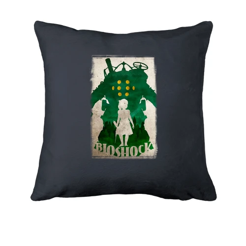 Подушка, Серый, с постером игры Bioshock